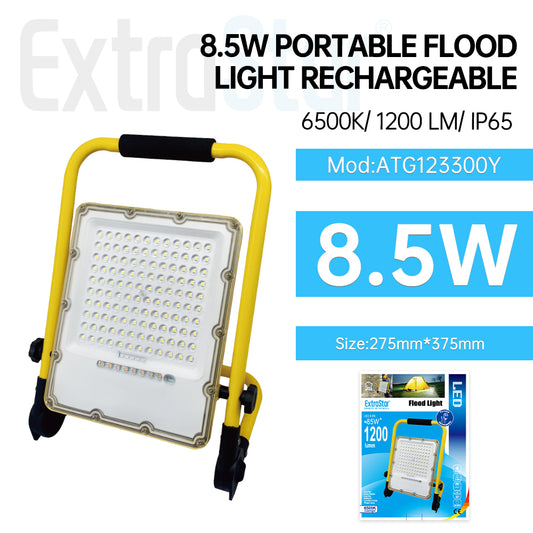 8.5W Portable Flood Light Rechargeable, 6500K, IP65, 1200 Lumen, Yellow (ATG123300Y)