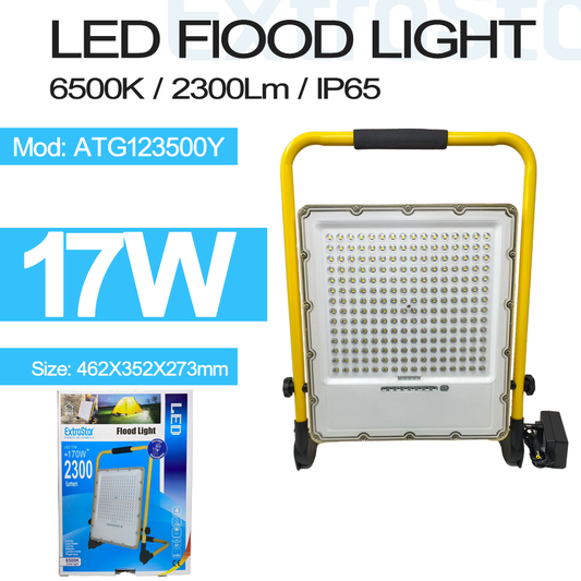 17W Portable Flood Light Rechargeable, IP65, 2300 Lumen, Yellow (ATG123500Y)