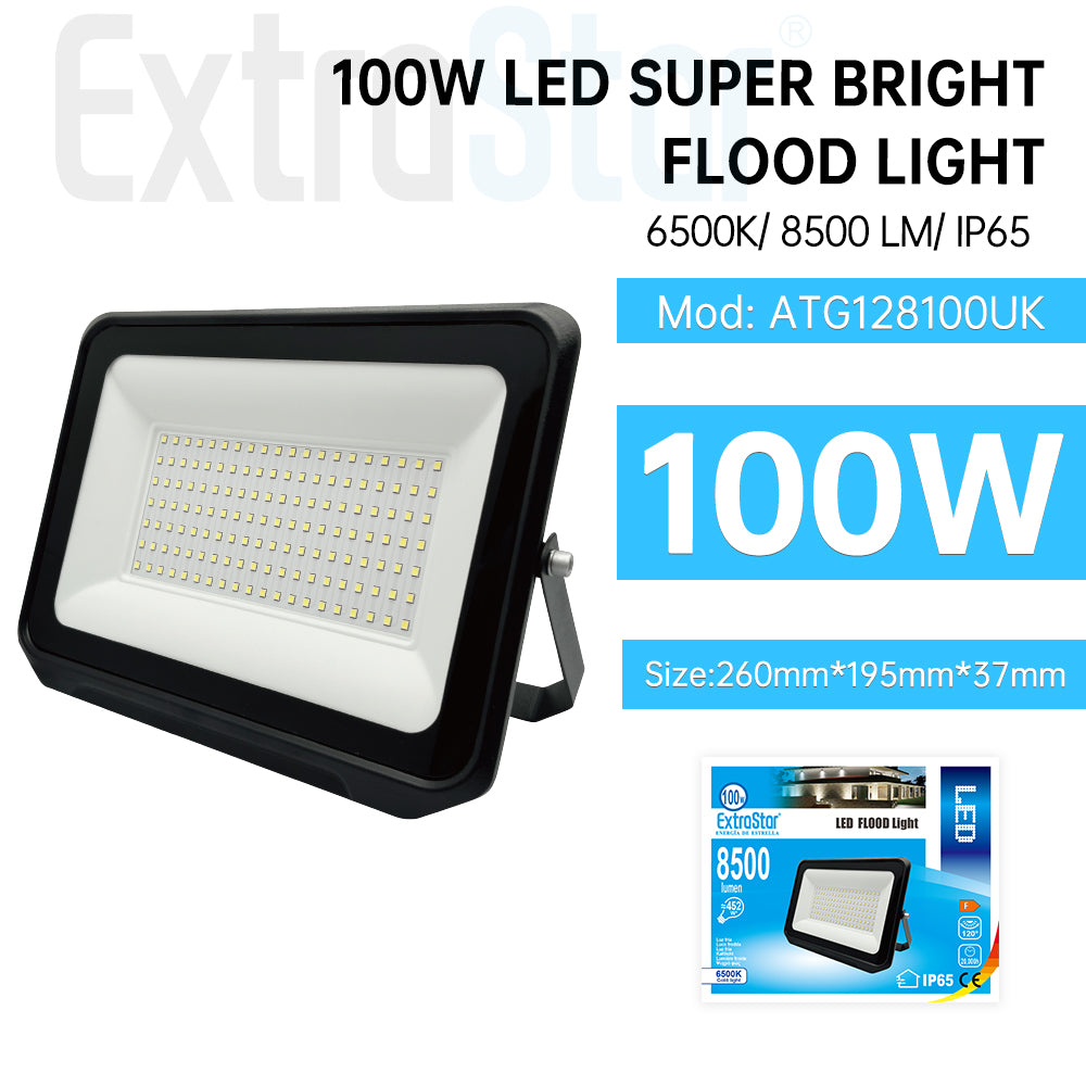 100W LED Super Bright Flood Light, IP65, 6500K Daylight (ATG128100UK)