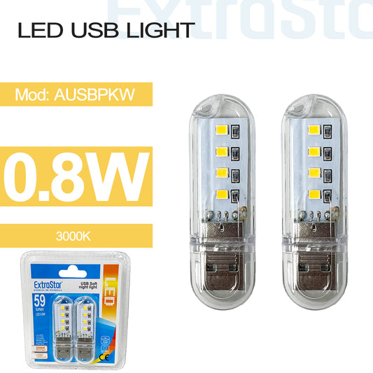 0.8W LED USB Light, 3000K (AUSBPKW)