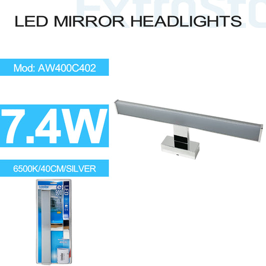 7.4W LED Mirror Headlights, 40cm, 6500K Silver (AW400C402)