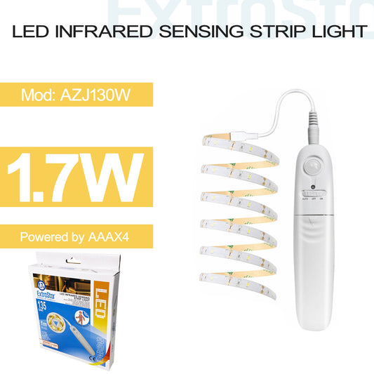 1.7W LED Infrared Sensing Strip Light, 1M, 3000K, Power by 4xAAA Battery (AZJ130W)