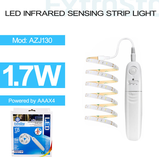 1.7W LED Infrared Sensing Strip Light, 1M, 6500K, Power by 4xAAA Battery (AZJ130)