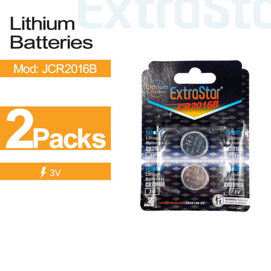 3V CR2016 Lithium Batteries, Pack of 2 (JCR2016B)