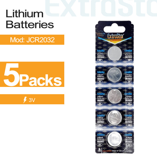 3V CR2032 Lithium Batteries, Pack of 5 (JCR2032)