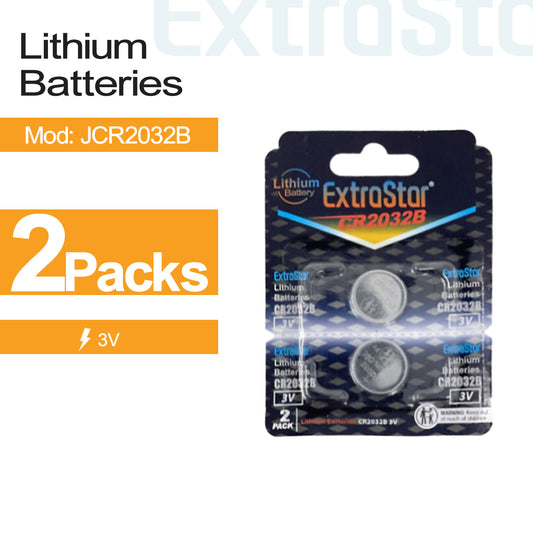 3V CR2032 Lithium Batteries, Pack of 2 (JCR2032B)