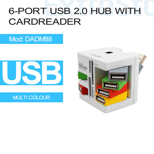 6-Port USB 2.0 Hub with Card Reader (DADM88)