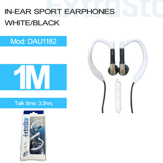 In-Ear Sports Earphones White/Black (DAU1182)