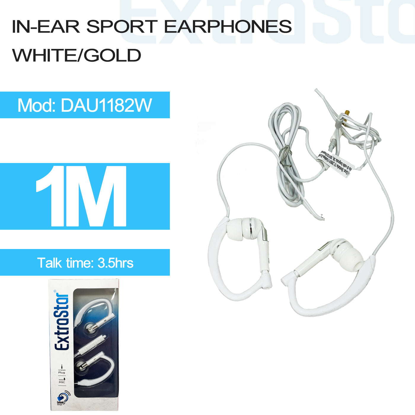 In-Ear Sports Earphones White/Gold (DAU1182W)