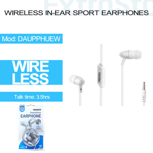 3.5 mm Jack In Ear Stereo Headphones 
with Built-in Mic, White (DAUPPHUEW)