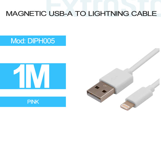 Magnetic USB-A to Lightning Cable 1m Pink (DIPH005)