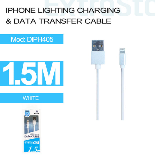 iPhone Lighting Charging & Data Transfer Cable 1.5m, White (DIPH405)