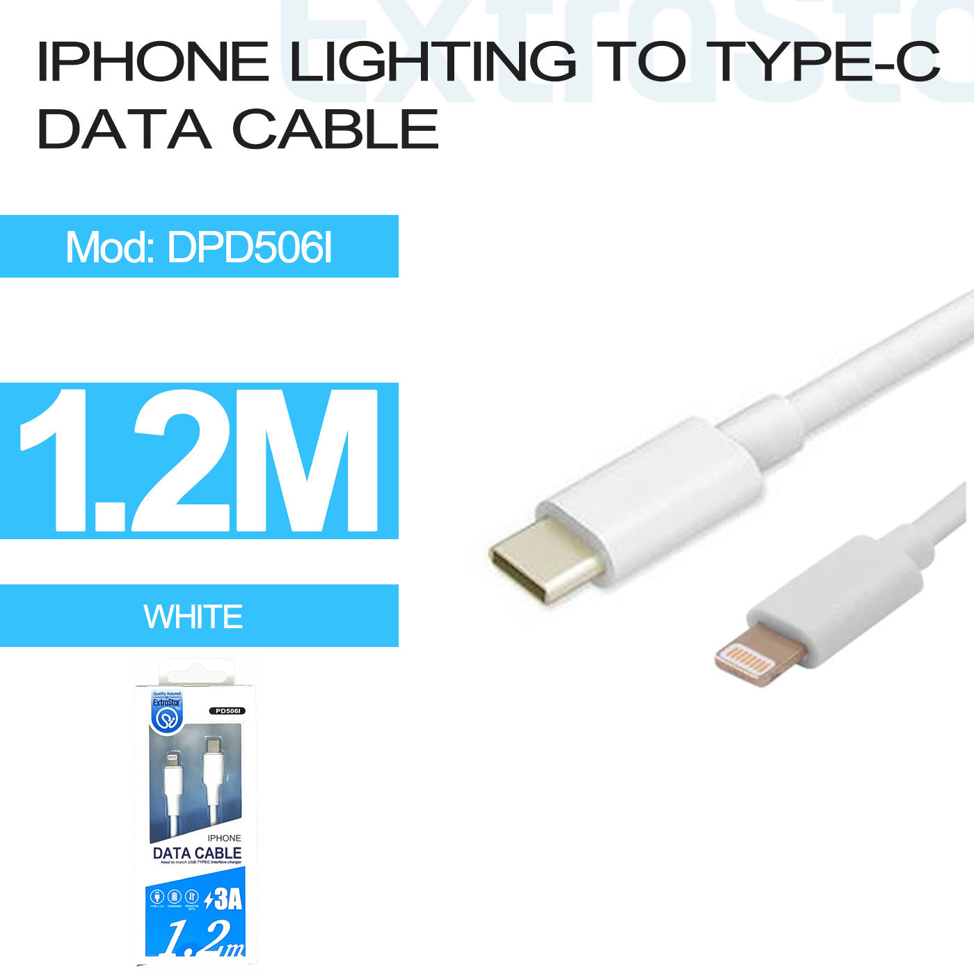 Iphone Lightning to Type C Data Cable, 1.2M, White (DPD506I)