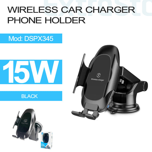 Wireless Car Charger Phone Holder, Black (DSPX345)