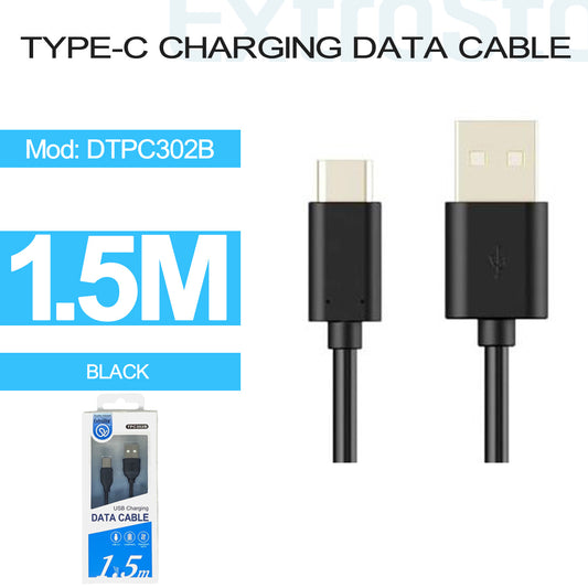 Type C charging data cable 1.5m black (DTPC302B)