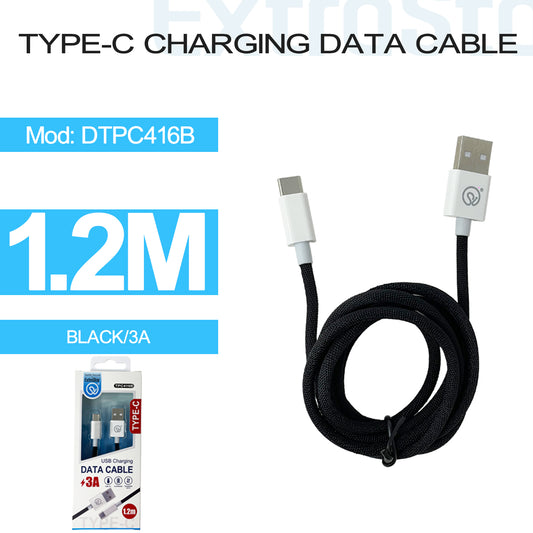 Type C Charging Data Cable, 3A 1.2m, Black (DTPC416B)