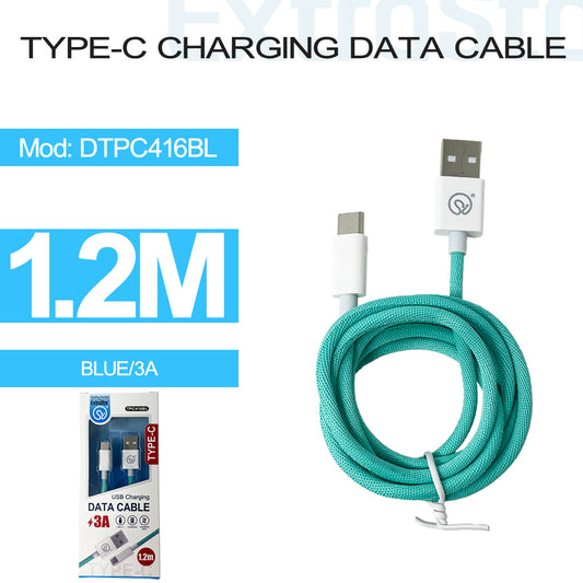Type C Charging Data Cable, 3A 1.2m, Blue (DTPC416BL)
