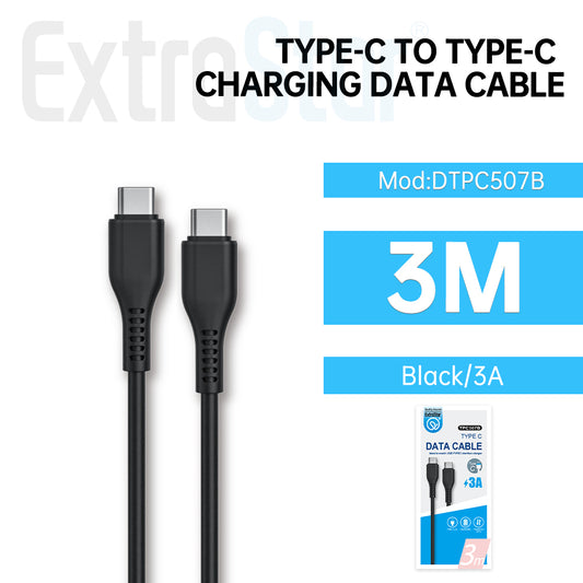 Type C to Type CCharging Data Cable, 3m, Black 3A (DTPC507B)