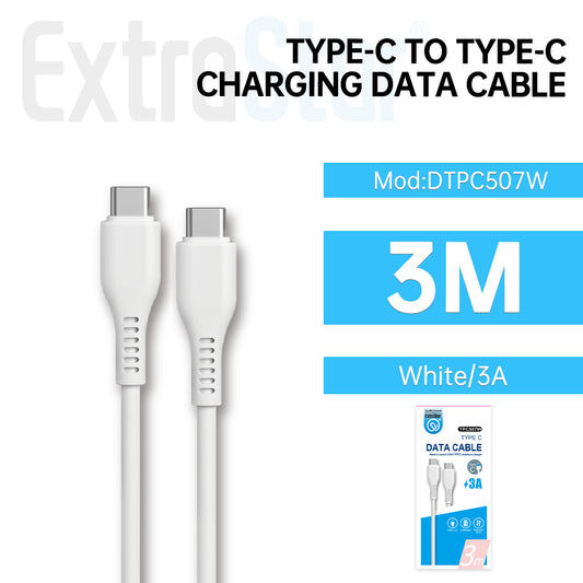 Type C to Type C Charging Data Cable, 3m, White 3A (DTPC507W)