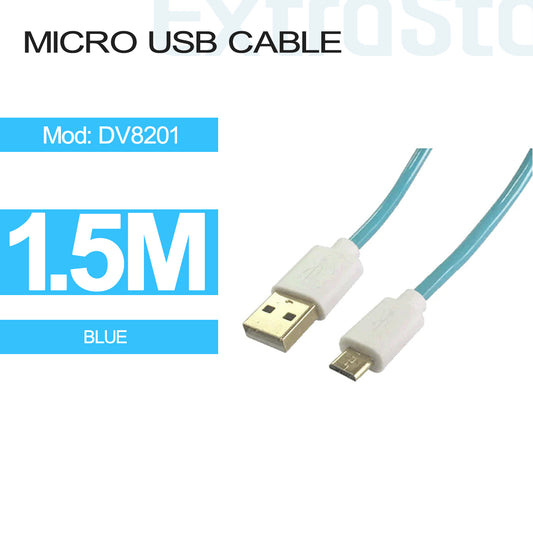 USB-A to Micro USB Cable 1.5m Blue (DV8201)