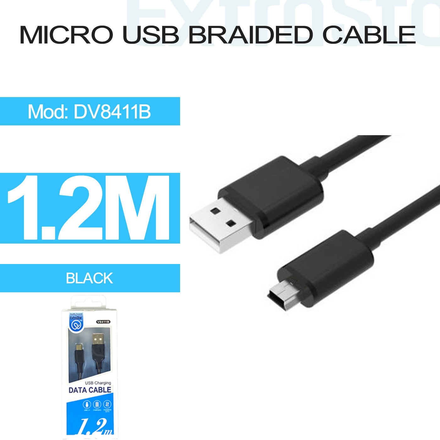 Micro USB Cable, 1.2m, Black (DV8411B)