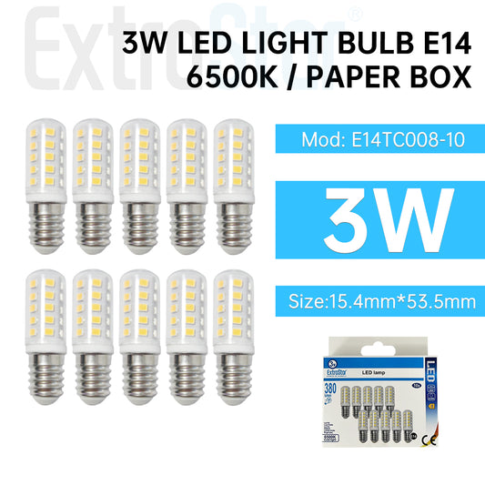 3W LED Mini Bulb E14, 6500K, Pack of 10 (AE14TC008-10)