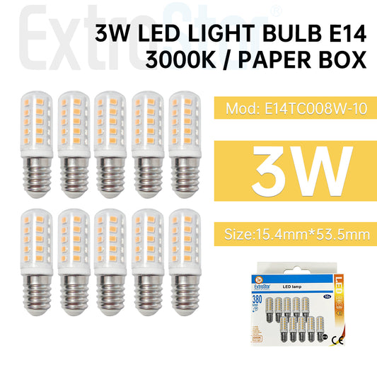 3W LED Mini Bulb E14, 3000K, Pack of 10 (AE14TC008W-10)