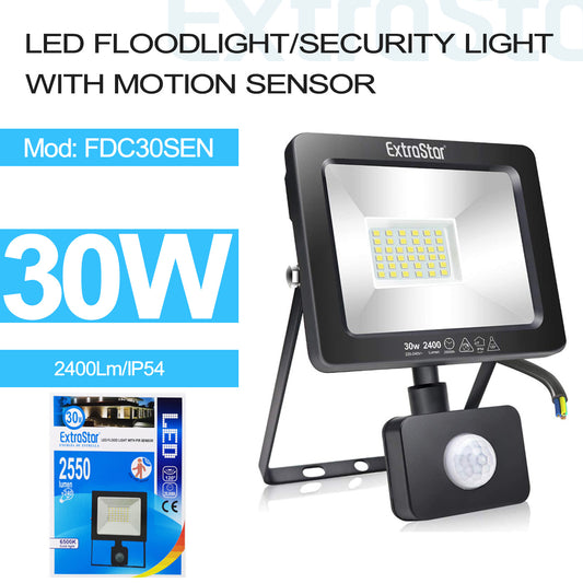 30W LED Floodlight/Security Light with Motion Sensor (FDC30SEN)