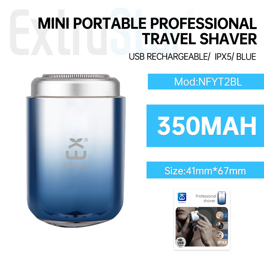 Mini Portable Professional Travel Shaver, Rechargeable, Blue (NFYT2BL)