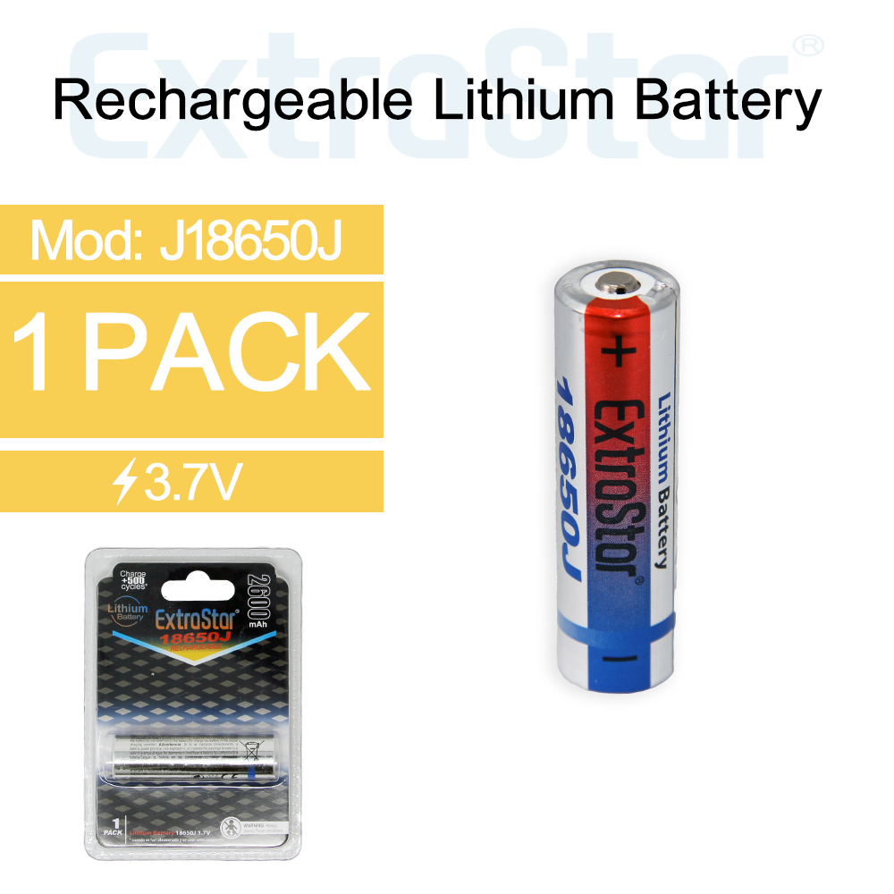 ExtraStar 3.7 V18650 Rechargeable Lithium Battery, Model: J18650J