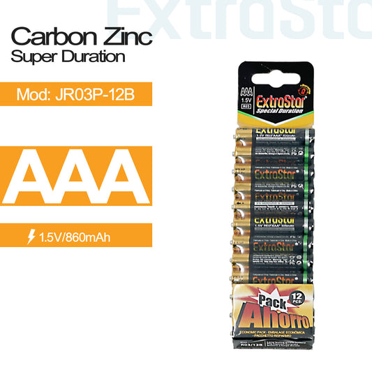 ExtraStar AAA Carbon Zinc Battery (Pack of 12) (JR03P-12B)