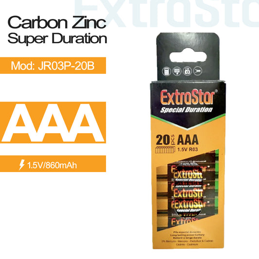 ExtraStar AAA Carbon Zinc Battery (Pack of 20) (JR03P20B)