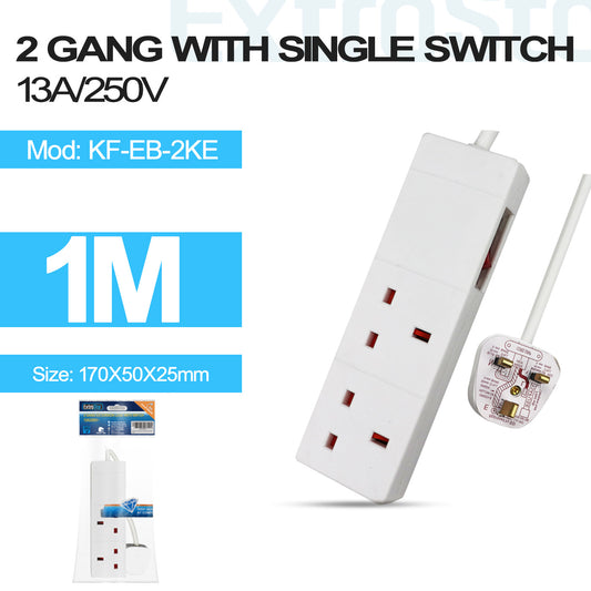 2 Gang Switched Extension Lead 1m (KF-EB-2KE)