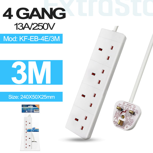 4 Gang Unswitched Extension Lead 3m (KF-EB-4E/3M)