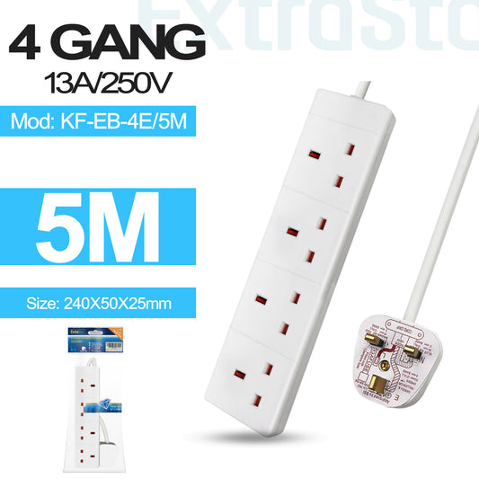 4 Gang Unswitched Extension Lead 5m (KF-EB-4E/5M)
