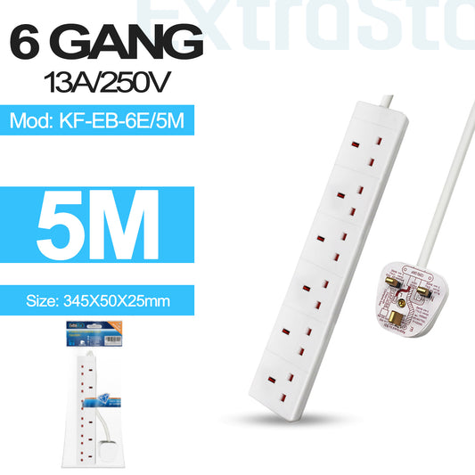 6 Gang Unswitched Extension Lead 5m (KF-EB-6E/5M)