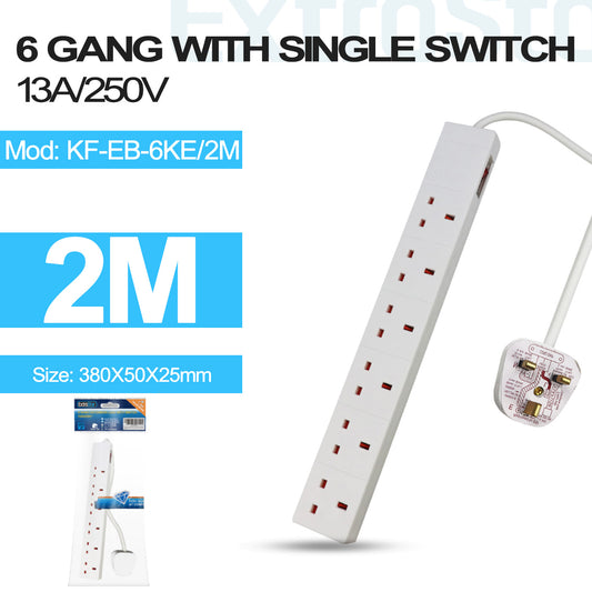 6 Gang Switched Extension Lead 2m (KF-EB-6KE/2M)