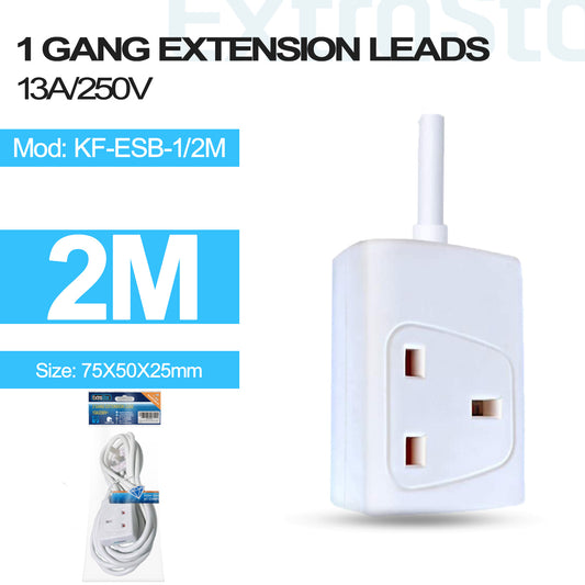 1 Gang Unswitched Extension Lead 2m (KF-ESB-1/2M)