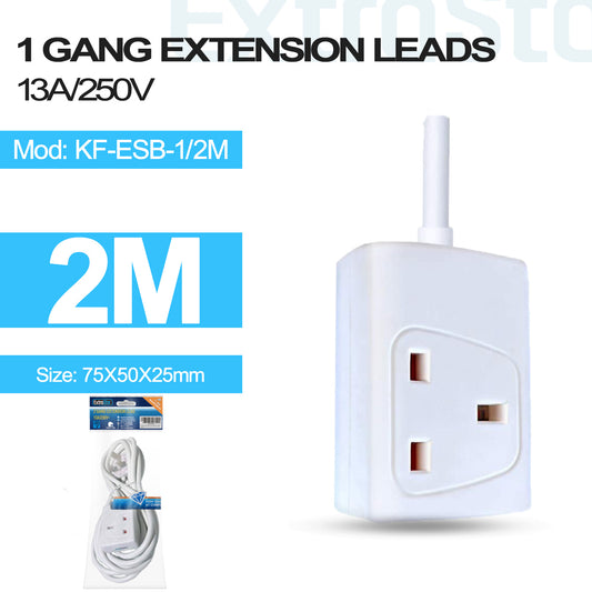 ExtraStar 1 Gang Extension Lead 2M White