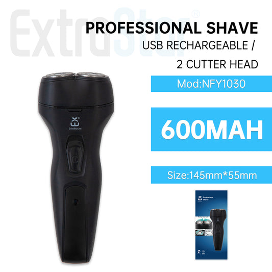 ExtraStar Professional Shaver, USB Rechargeable, 2 Cutter Head, Model: NFY1030