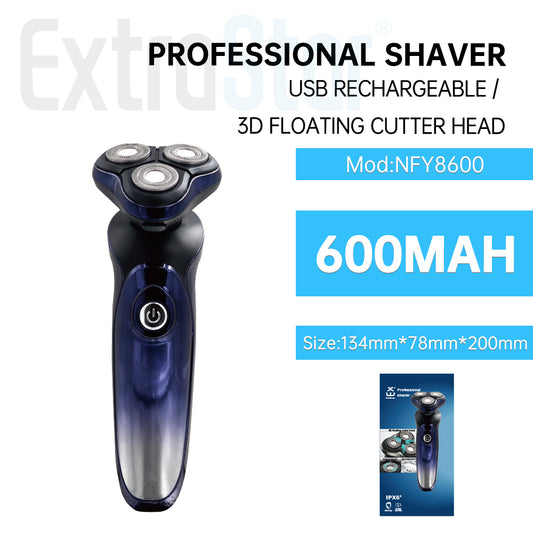 ExtraStar Professional Shaver, USB Rechargeable, 3D Floating Cutter Head, Model: NFY8600