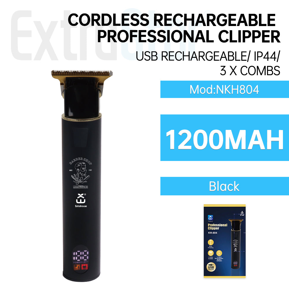 Cordless Rechargeable Professional Clipper, Black (NKH804)