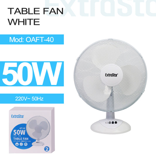 16 inch Table Fan, 50W, White (OAFT-40)
