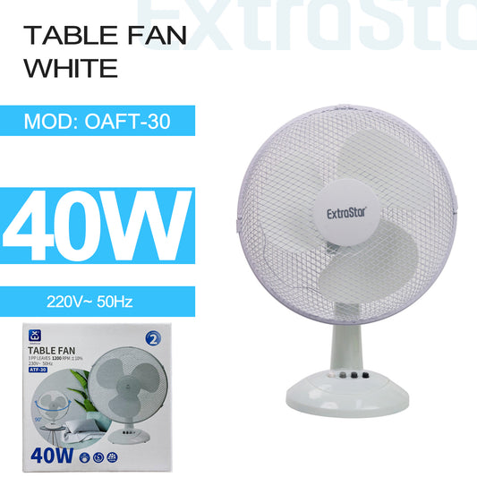 12 inch Table Fan, 40W, White (OATF-30)