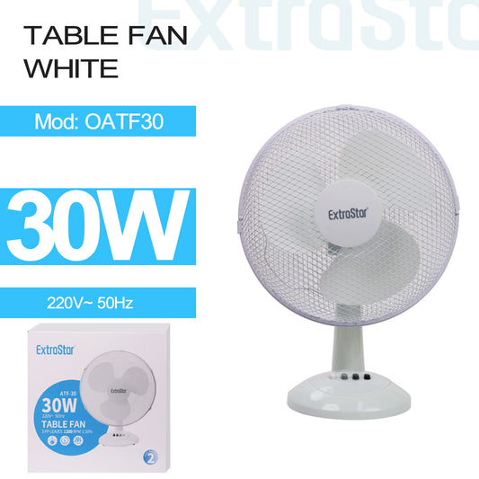 12 inch Table Fan, 40W, White (OATF-30)