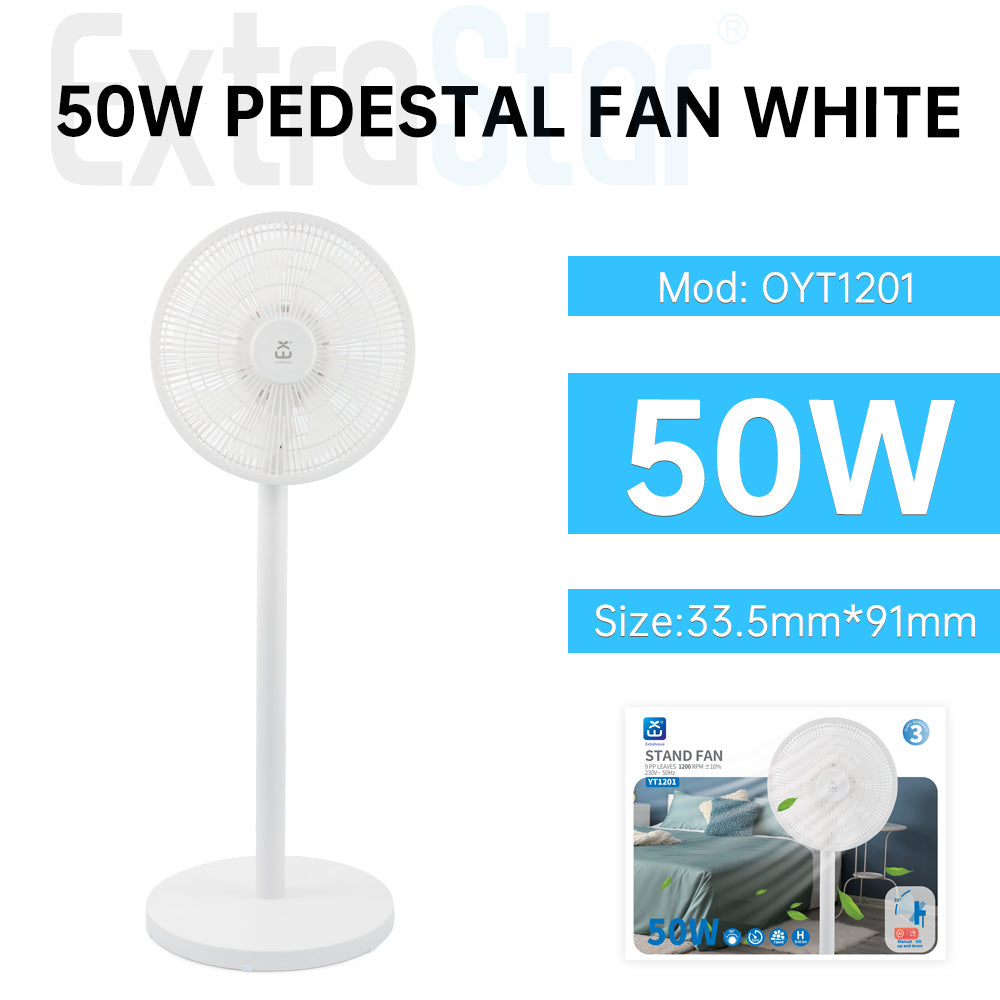 12 inch Desk and Stand Fan, 50W, White (OYT1201)