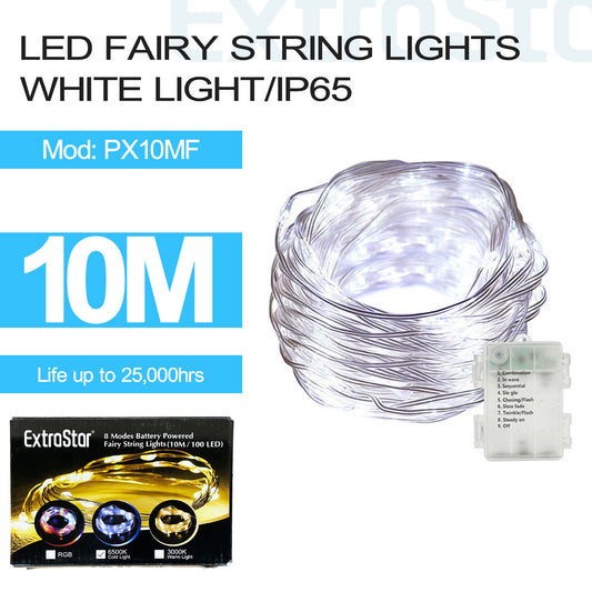100 LED Fairy String Lights, White Colour, IP65, 10M (PX10MF)
