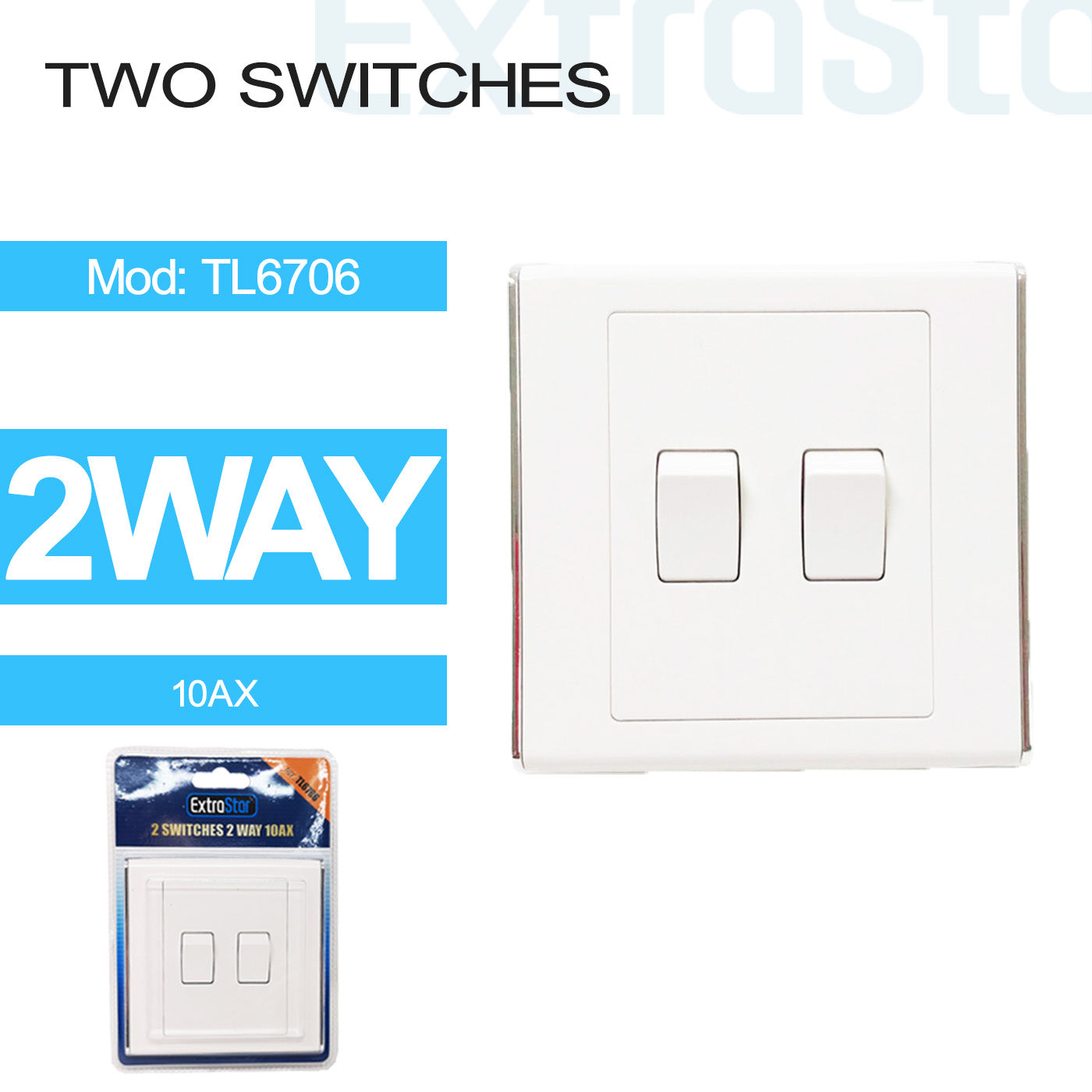 10A 2 Gang 2 Way Switch (TL6706)