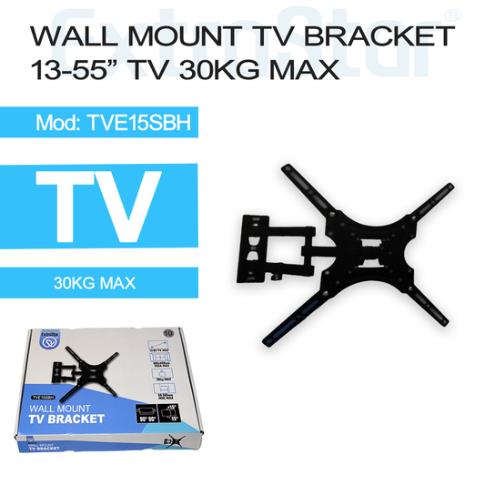 ExtraStar Wall Mount TV Bracket 13-55"TV 30kg Max, 55-365mm min/Max, Model: 6TVE15SBH