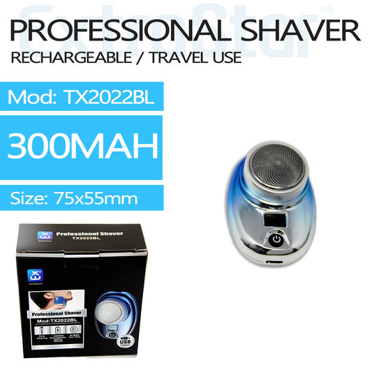 ExtraStar Professional Mini Shaver, Blue, USB-C Rechargeable, Travel Use, Model: NTX2022BL